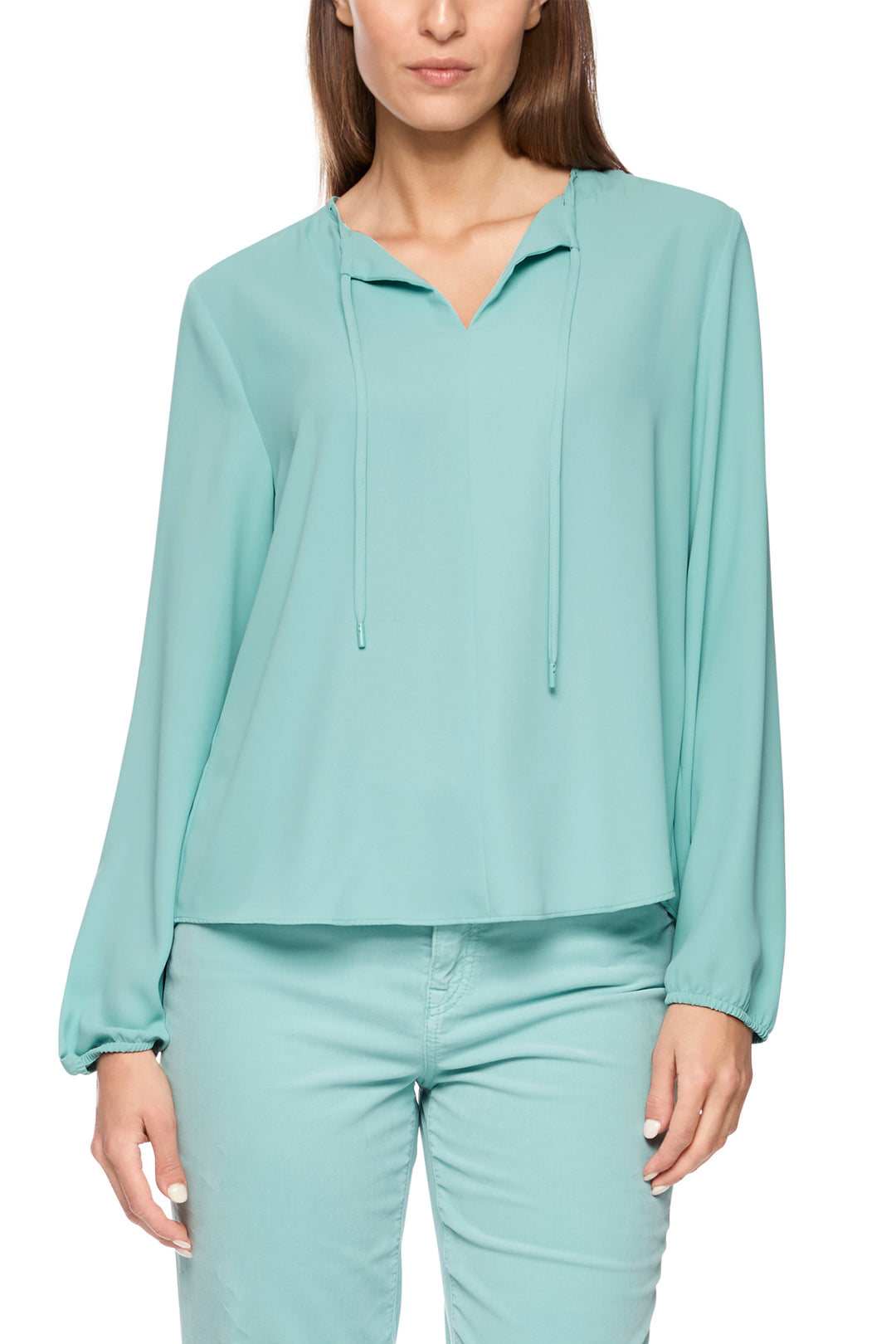 Marc Cain Sports ZS 51.15 W45 Soft Teal Tie-Neck Top 507