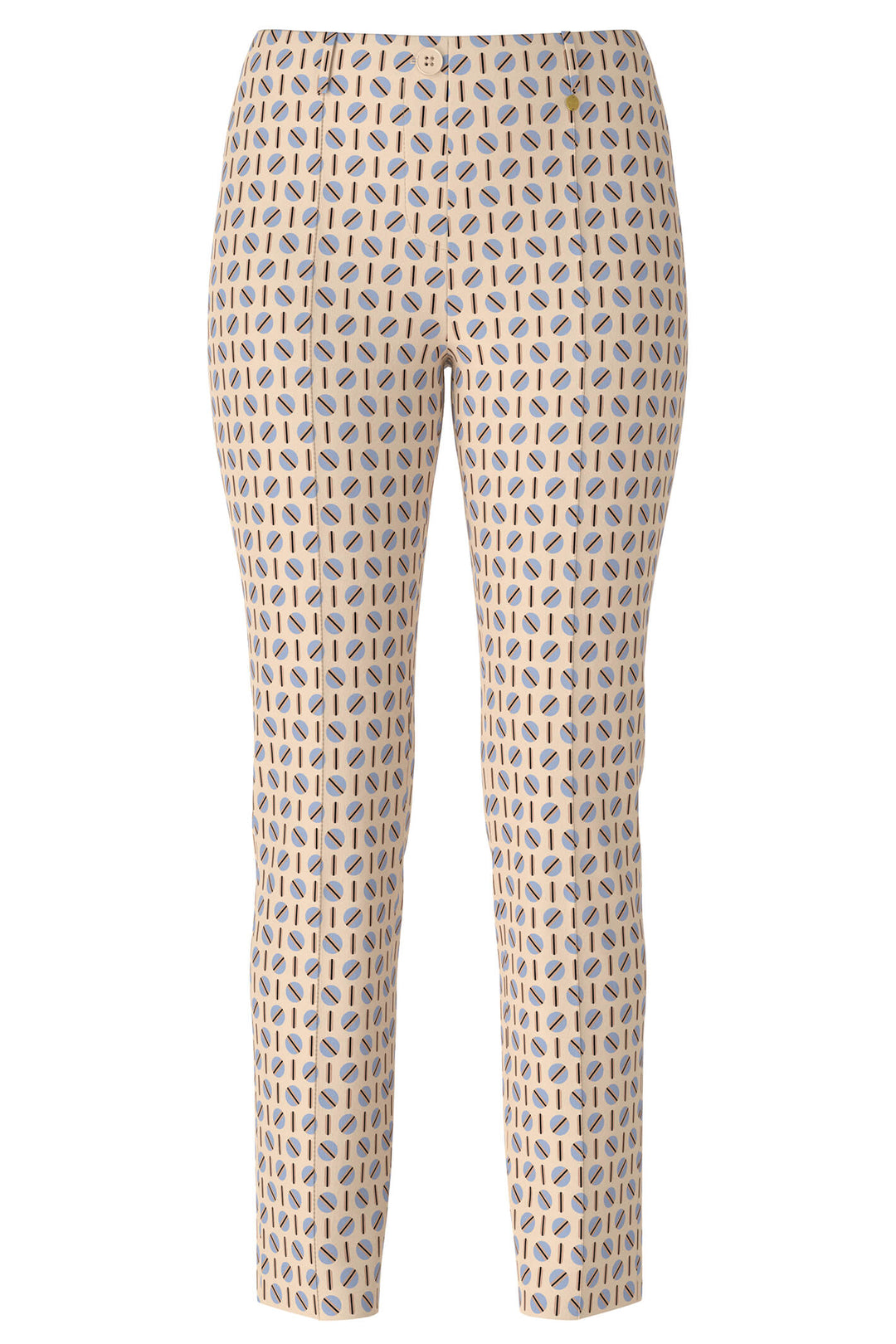 Marc Cain VC 81.11 J04 Cream Circle Print Cropped Stretch Trousers - Olivia Grace Fashion