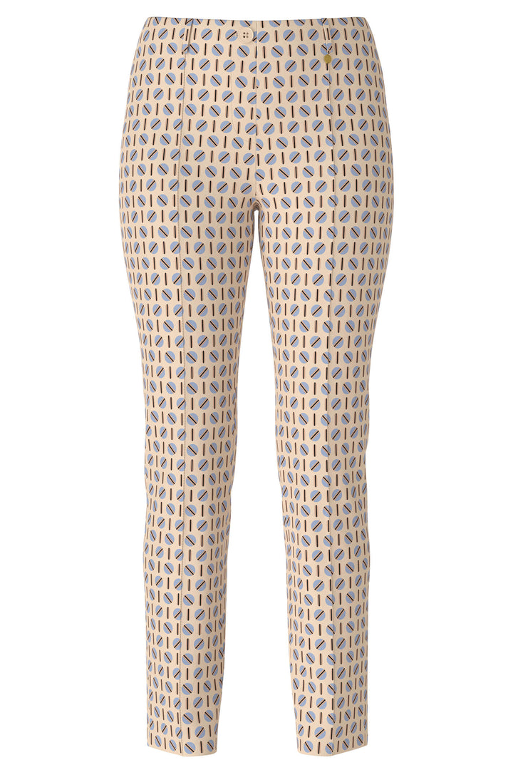 Marc Cain VC 81.11 J04 Cream Circle Print Cropped Stretch Trousers - Olivia Grace Fashion