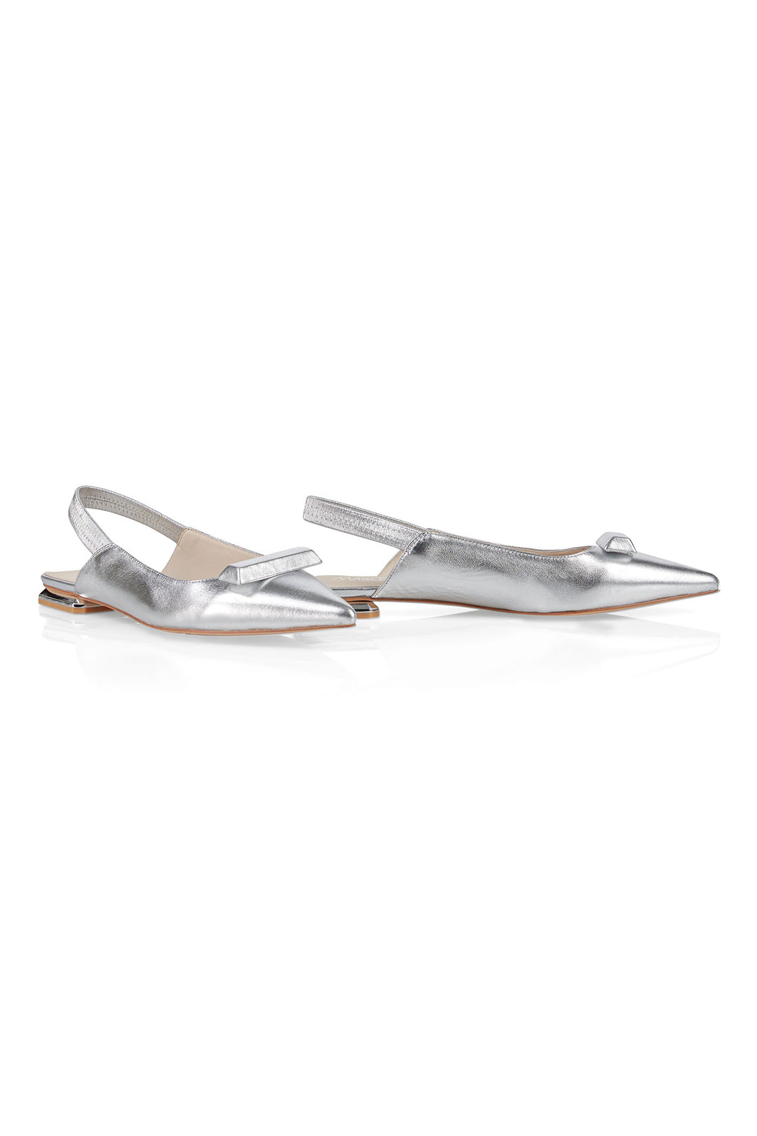 Marc Cain WB SF.01 L05 800 Silver Flat Slingback Shoes - Olivia Grace Fashion