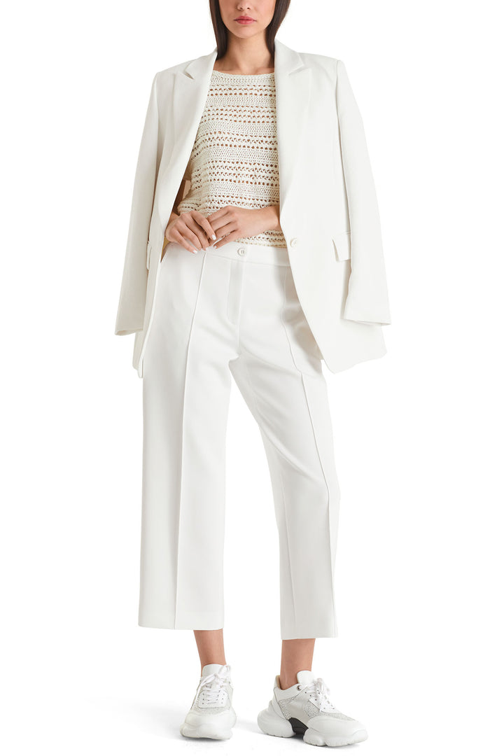 Marc Cain WC 81.30 J23 White Wide Leg Cropped Trousers - Olivia Grace Fashion