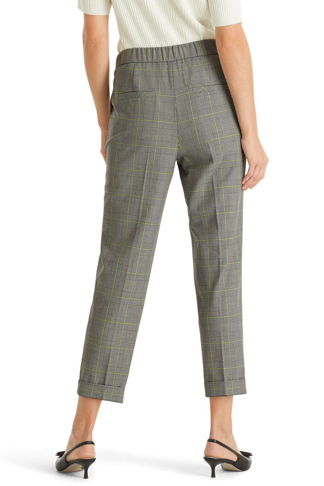 Marc Cain WP 81.26 W05 527 Grey Checked Pull-On Trousers - Olivia Grace Fashion