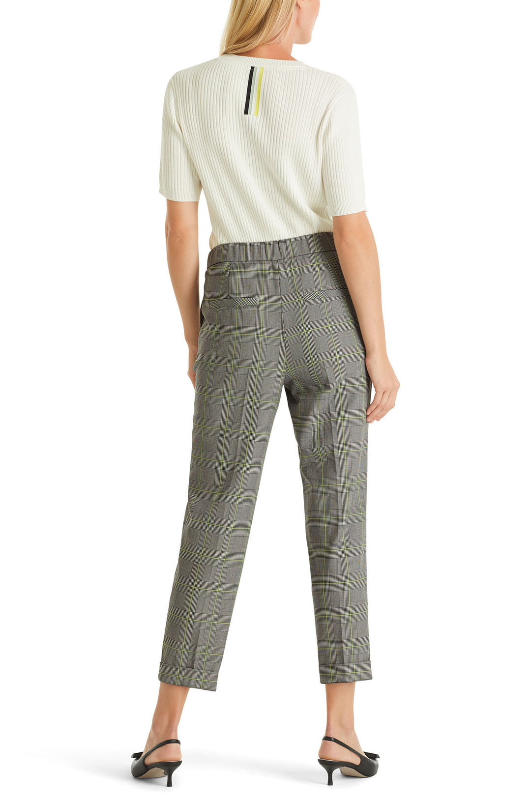 Marc Cain WP 81.26 W05 527 Grey Checked Pull-On Trousers - Olivia Grace Fashion