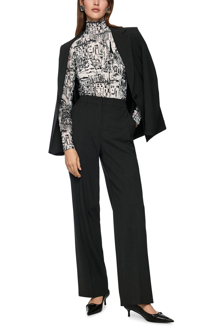 Marc Cain ZC 48.12 J41 Black White Long Sleeved Polo Neck Top