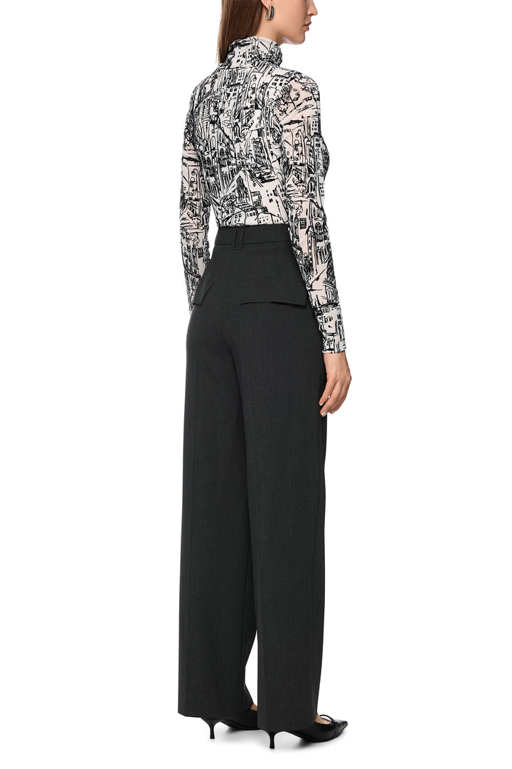 Marc Cain ZC 48.12 J41 Black White Long Sleeved Polo Neck Top