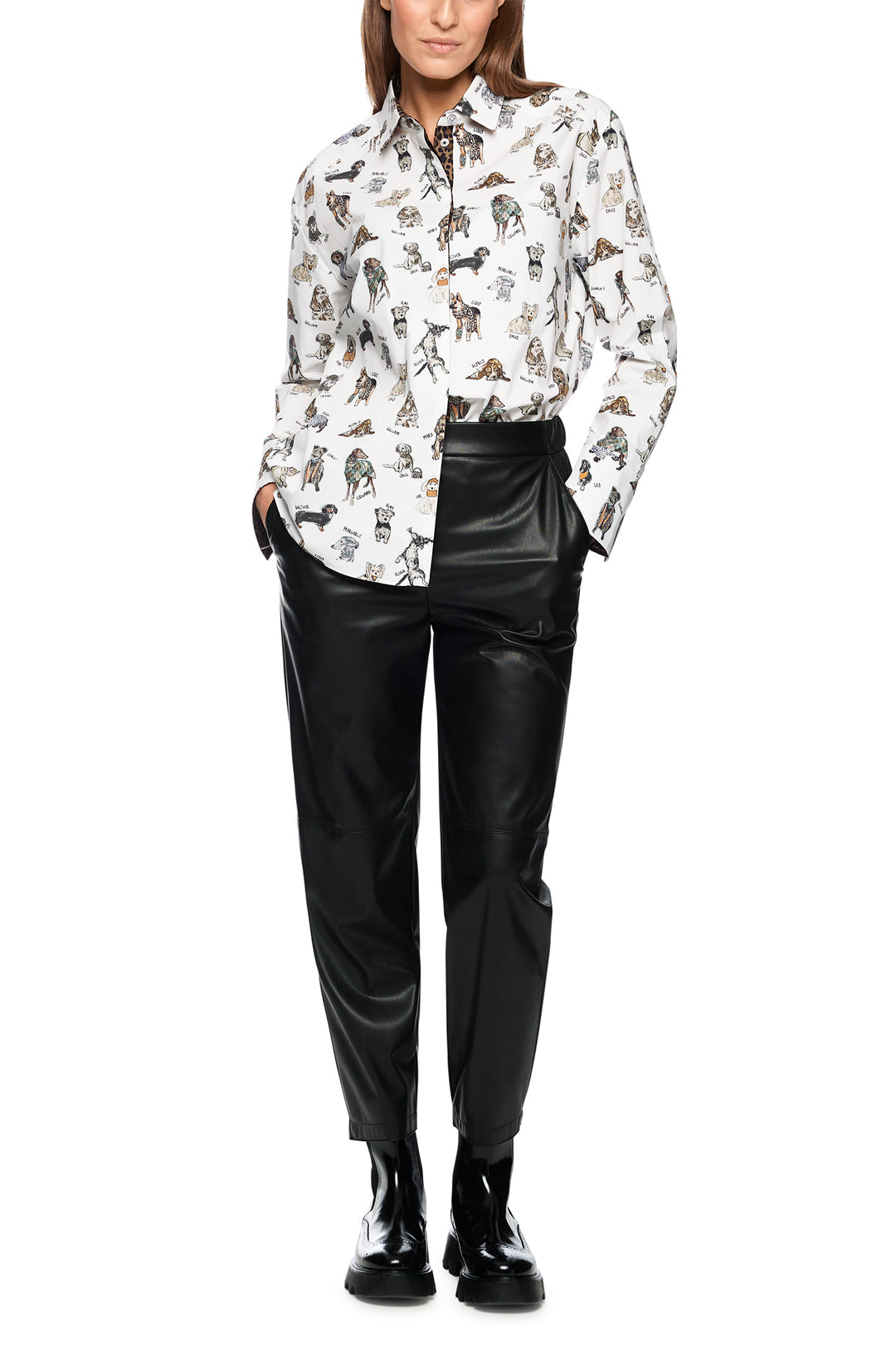 Marc Cain ZS 51.18 W83 Dog Print Cotton Blouse