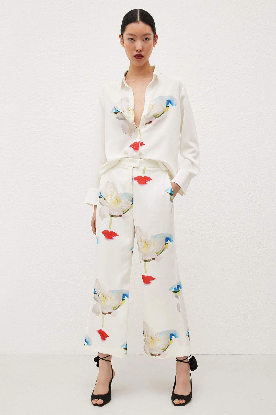 Marella Bali 2423116053200 White Flower Print Shirt - Olivia Grace Fashion