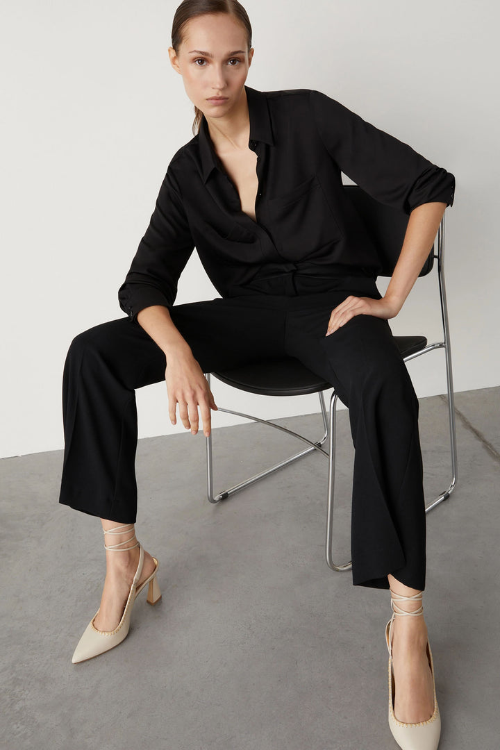 Marella Belair 2413131063200 Black Crepe Kick Flare Trousers - Olivia Grace Fashion