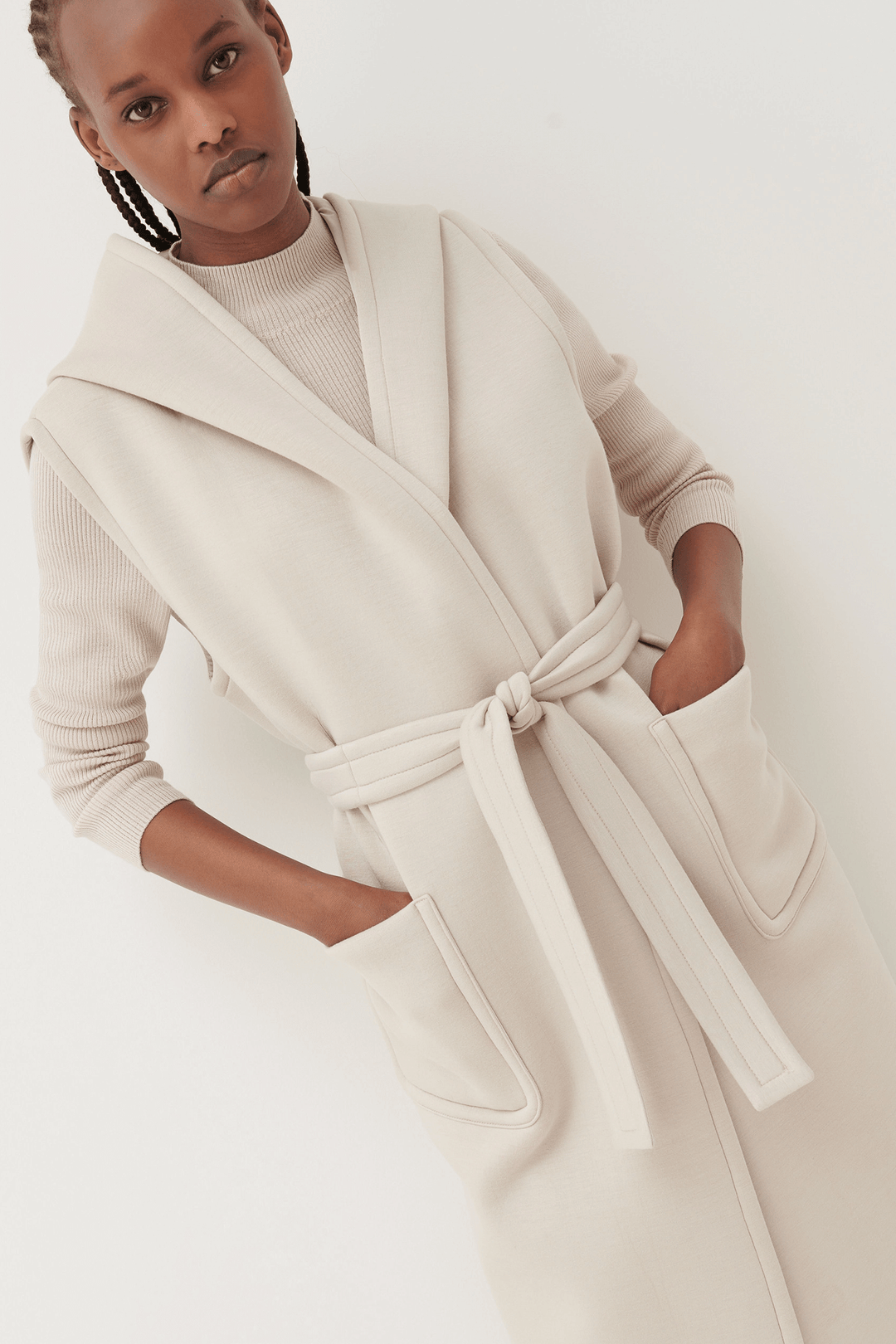 Marella Diamond 2362760336200 Natural Beige Sleeveless Coat