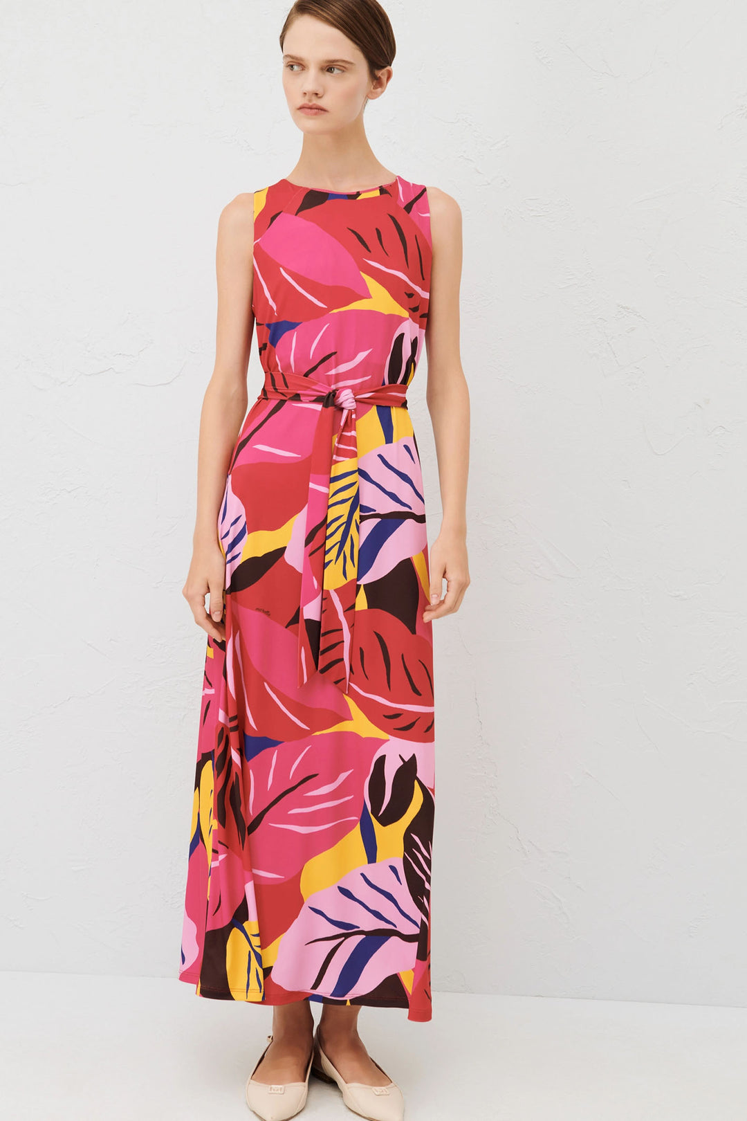 Marella Eracle 2413621054200 Ruby Pink Tropical Print Sleeveless Dress - Olivia Grace Fashion