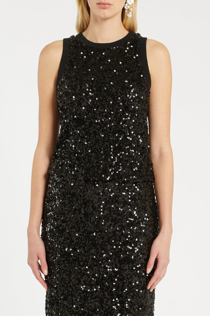 Marella Filly Black Sequin Sleeveless Top 2523946051200