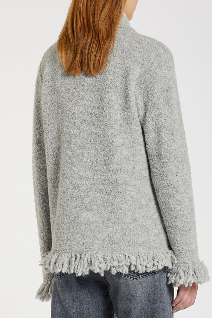 Marella Finnici 2423906014200 Light Grey Melange Boucle Knitted Jacket - Olivia Grace Fashion