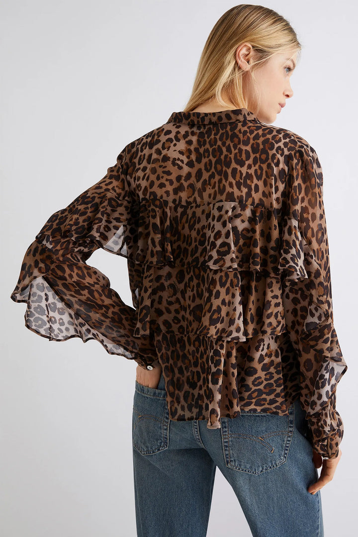 Marella Gala Brown Animal Print Blouse 2523116114200 - Olivia Grace Fashion