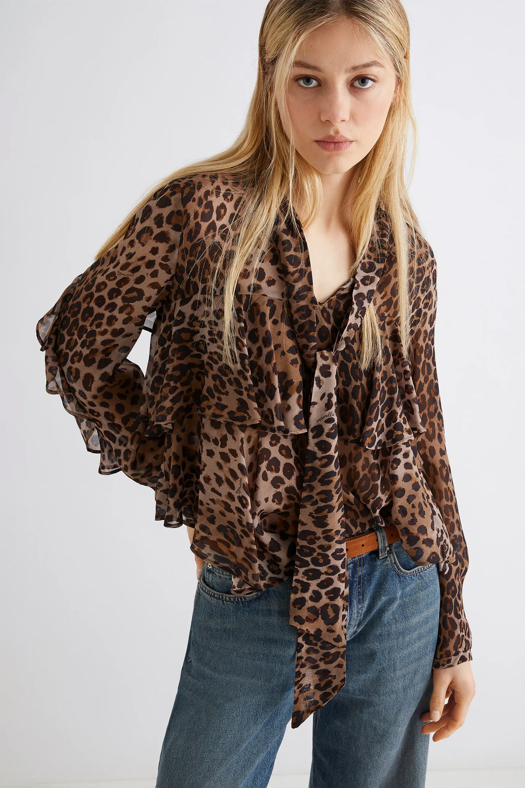 Marella Gala Brown Animal Print Blouse 2523116114200 - Olivia Grace Fashion