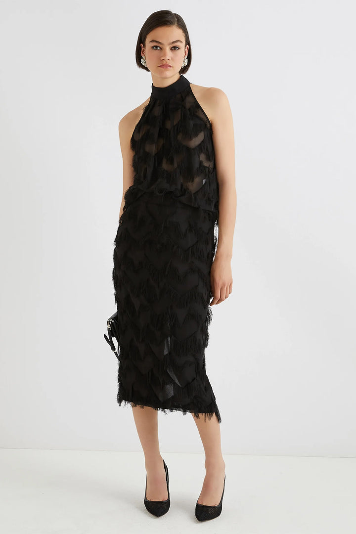 Marella Gattini2 Black Woven Skirt 2523106132200 002