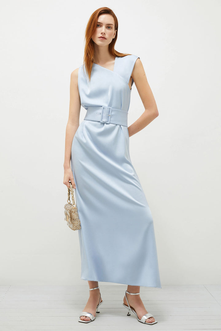 Marella Graffa Light Blue Belted Dress 2513221012200  - Olivia Grace Fashion