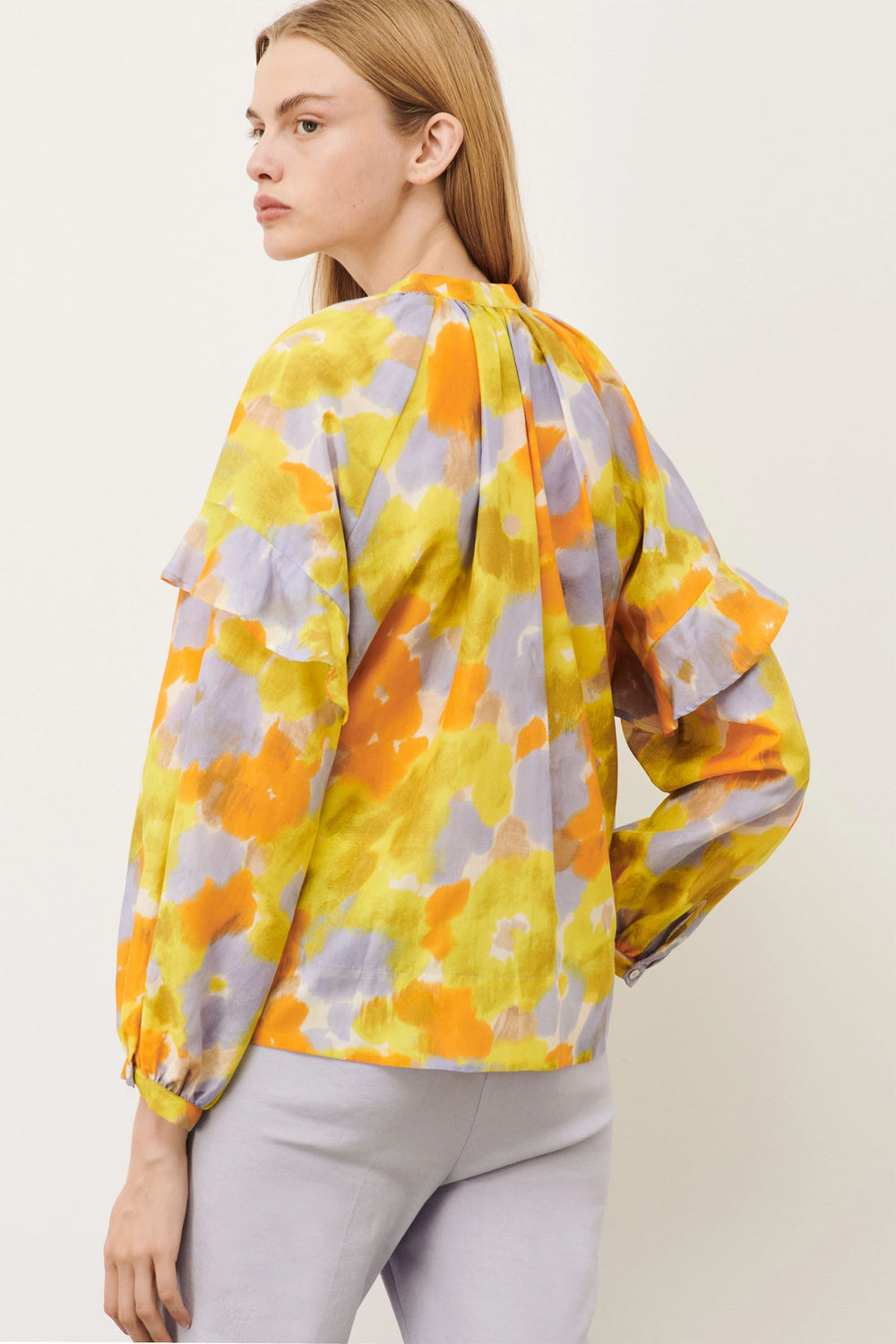 Marella Modane 2413111082200 Lavender Print Silk Mix Top - Olivia Grace Fashion