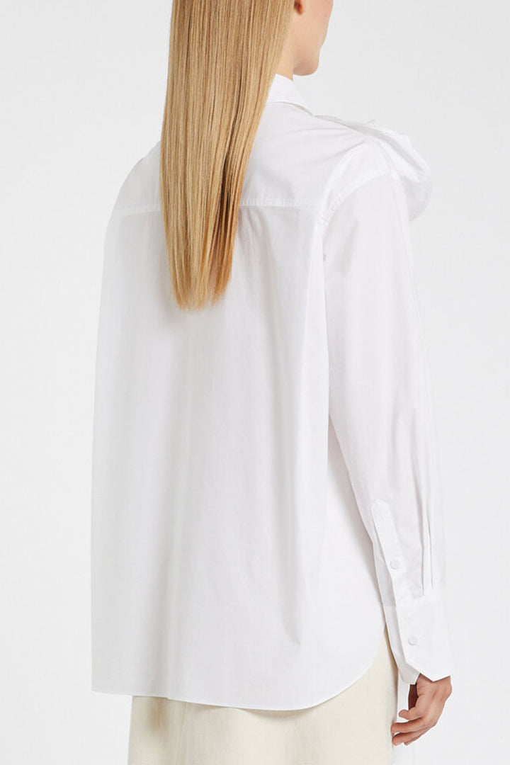 Marella Shirt Ketch White Cotton Ruffle Front 2513111101200 001 - Olivia Grace Fashion