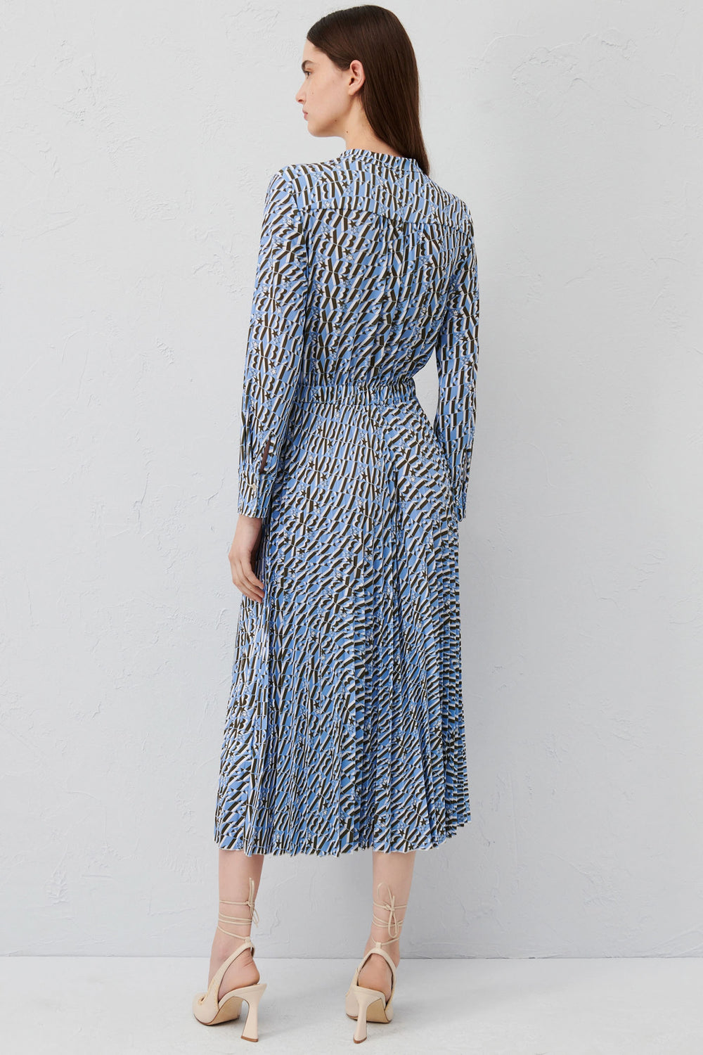 Marella Silvano 2413621074200 Light Blue Khaki Print Jersey Dress - Olivia Grace Fashion