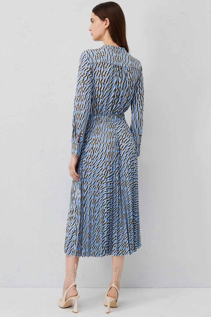 Marella Silvano 2413621074200 Light Blue Khaki Print Jersey Dress - Olivia Grace Fashion