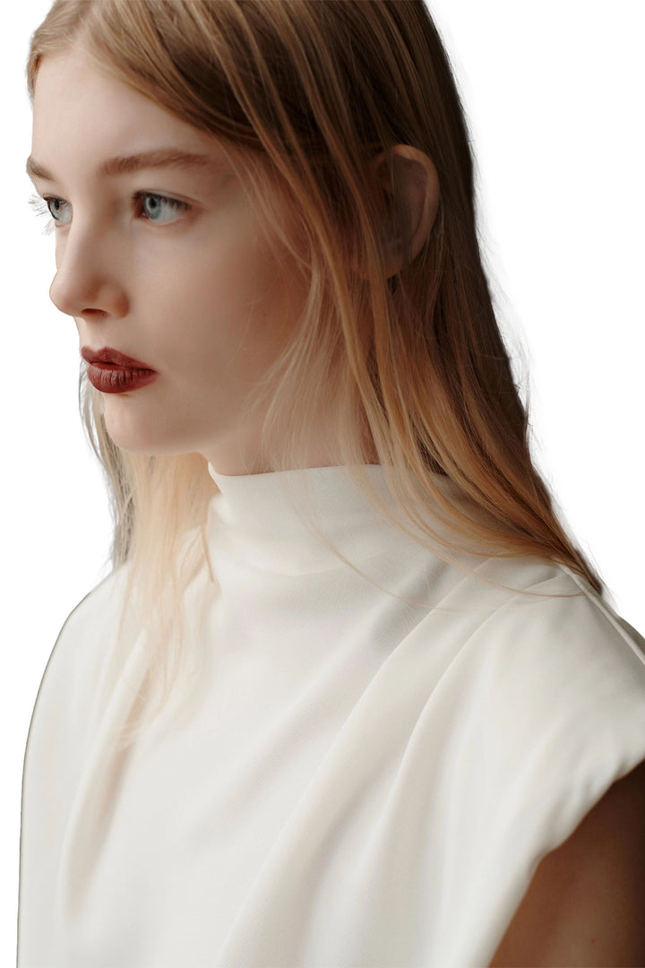 Marella Top Armanda Wool White Satin Sleeveless 2513161023200 001