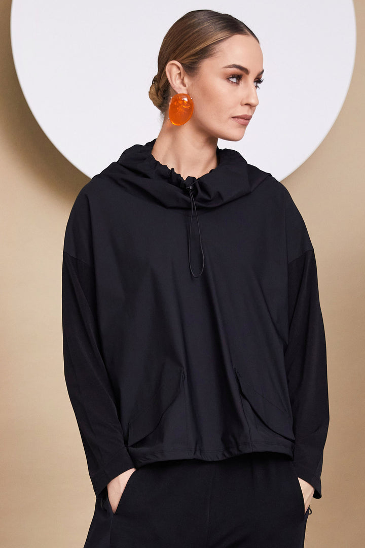 Naya High Neck Drawstring Top NAW24138 - Olivia Grace Fashion