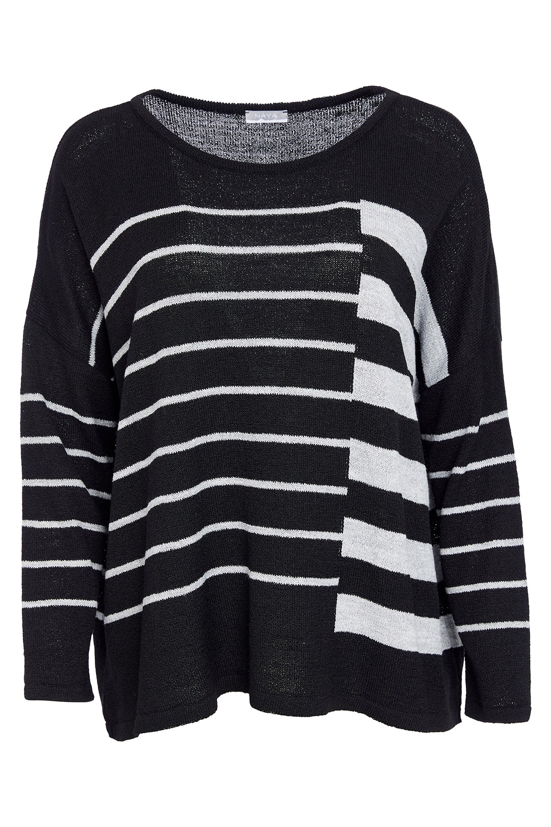 Black and white striped sweater on a white background