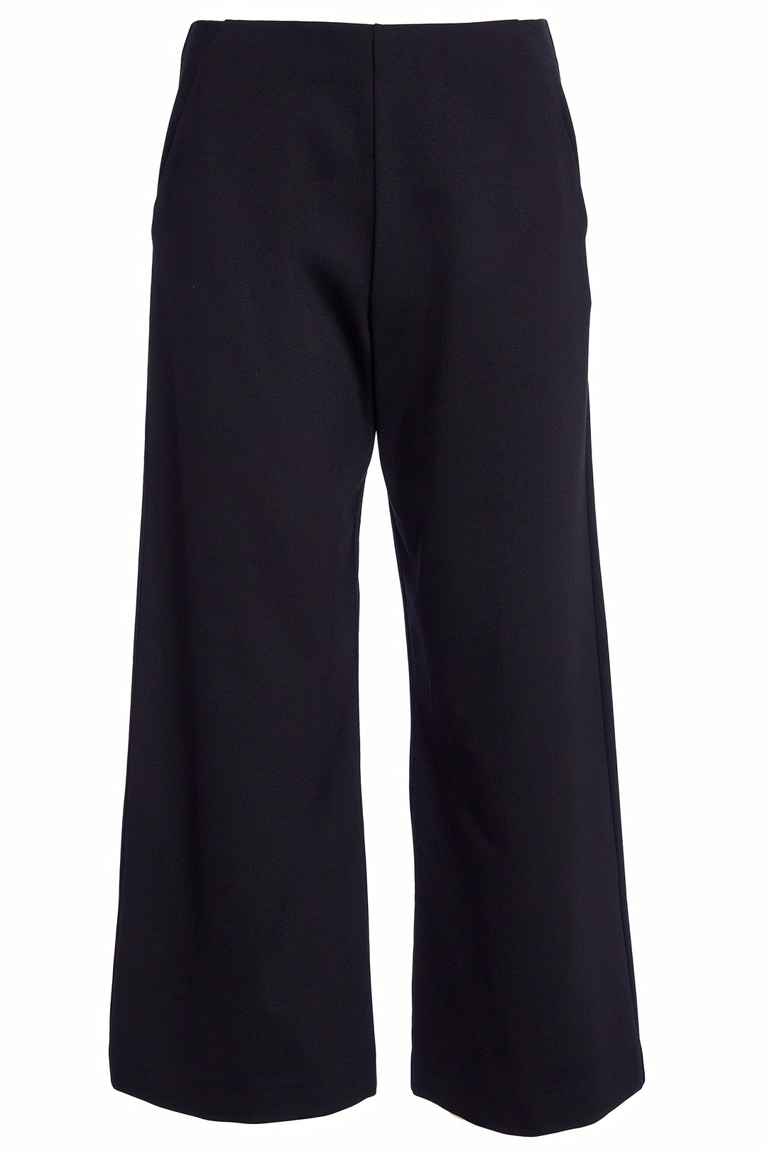 Black wide-leg pants on a white background