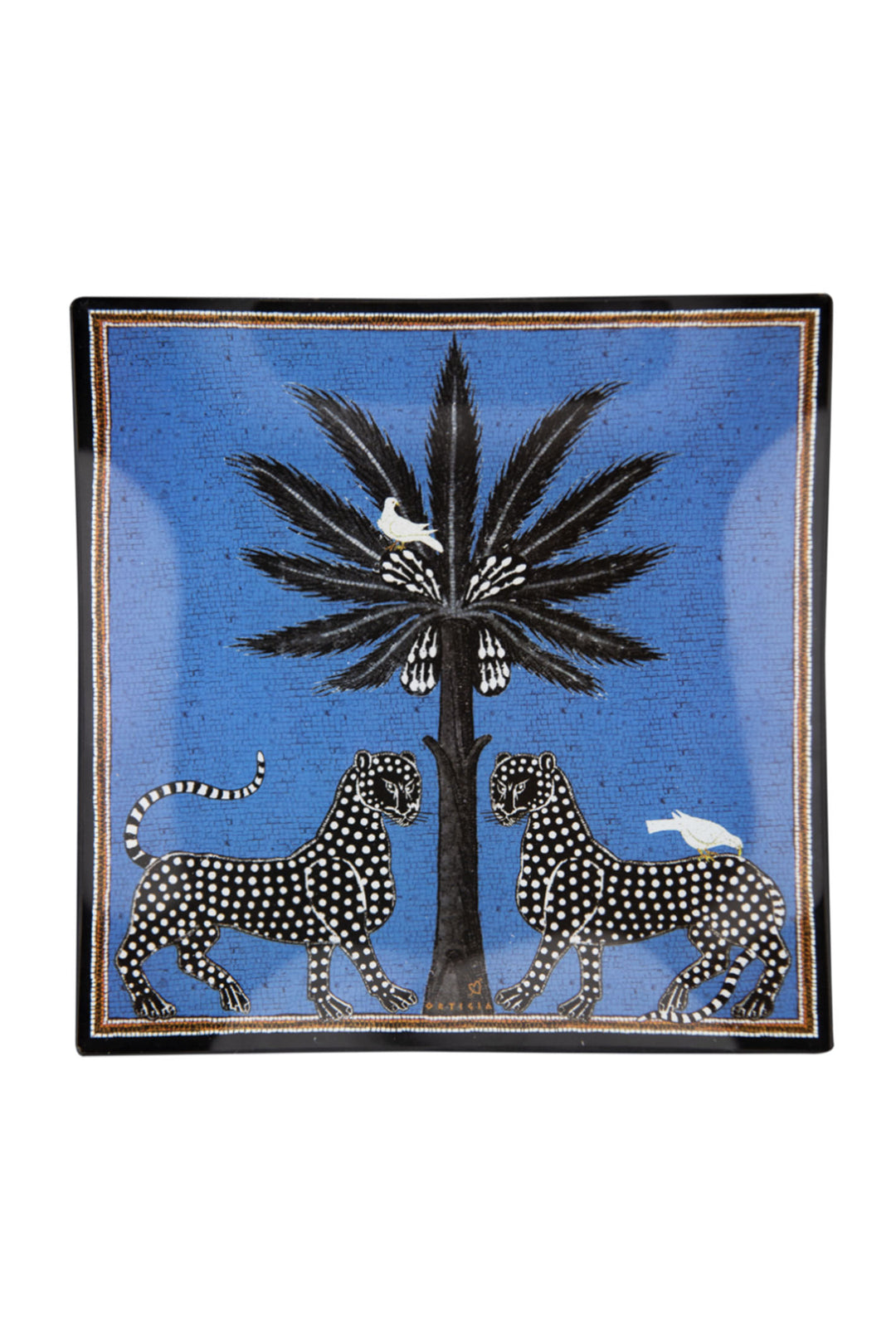 Ortigia Sicilia Glass Plate Mosaico Blue (Medium) 18 x 18cm