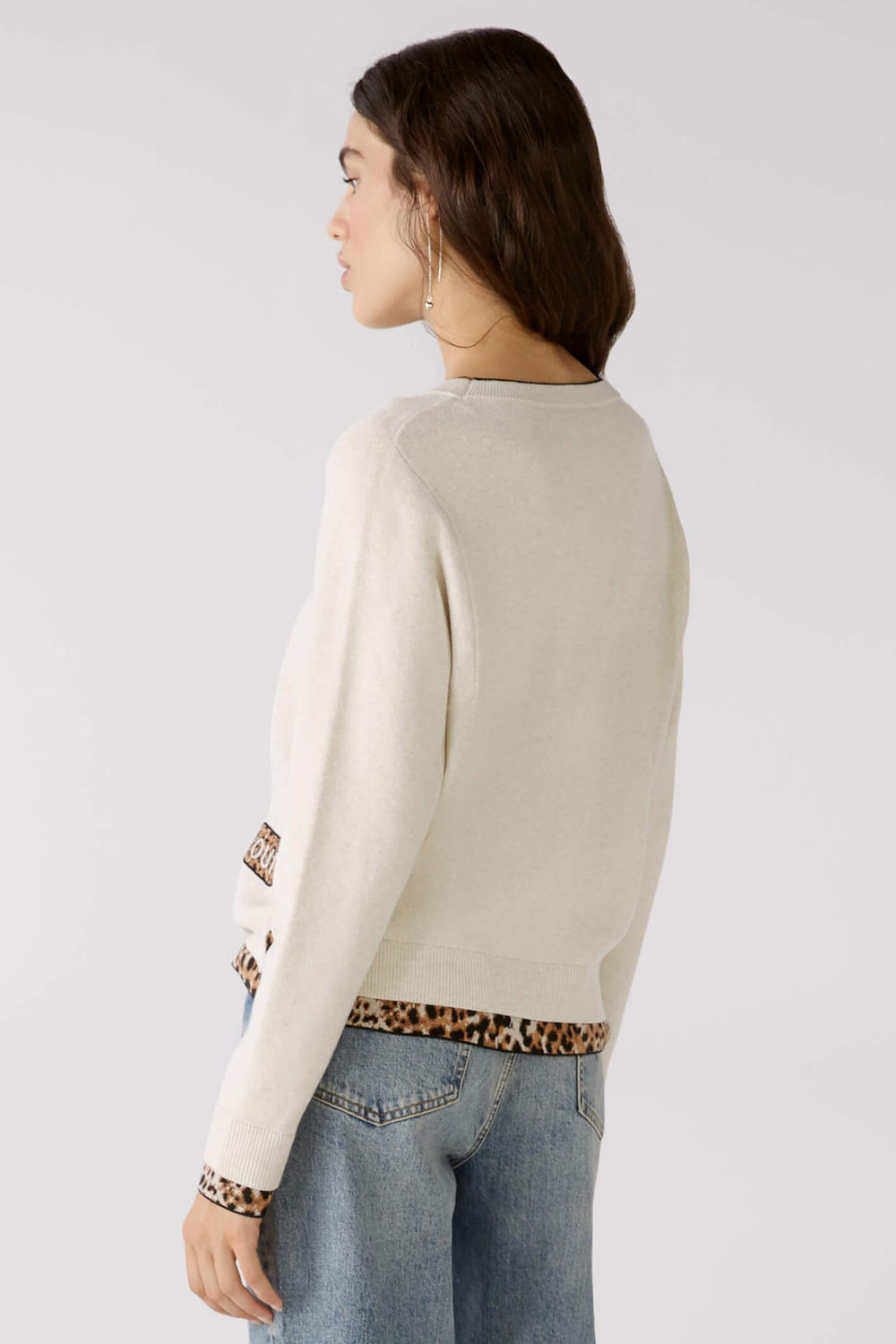 Oui 79518 White Camel Animal Print Edge Jumper - Olivia Grace Fashion