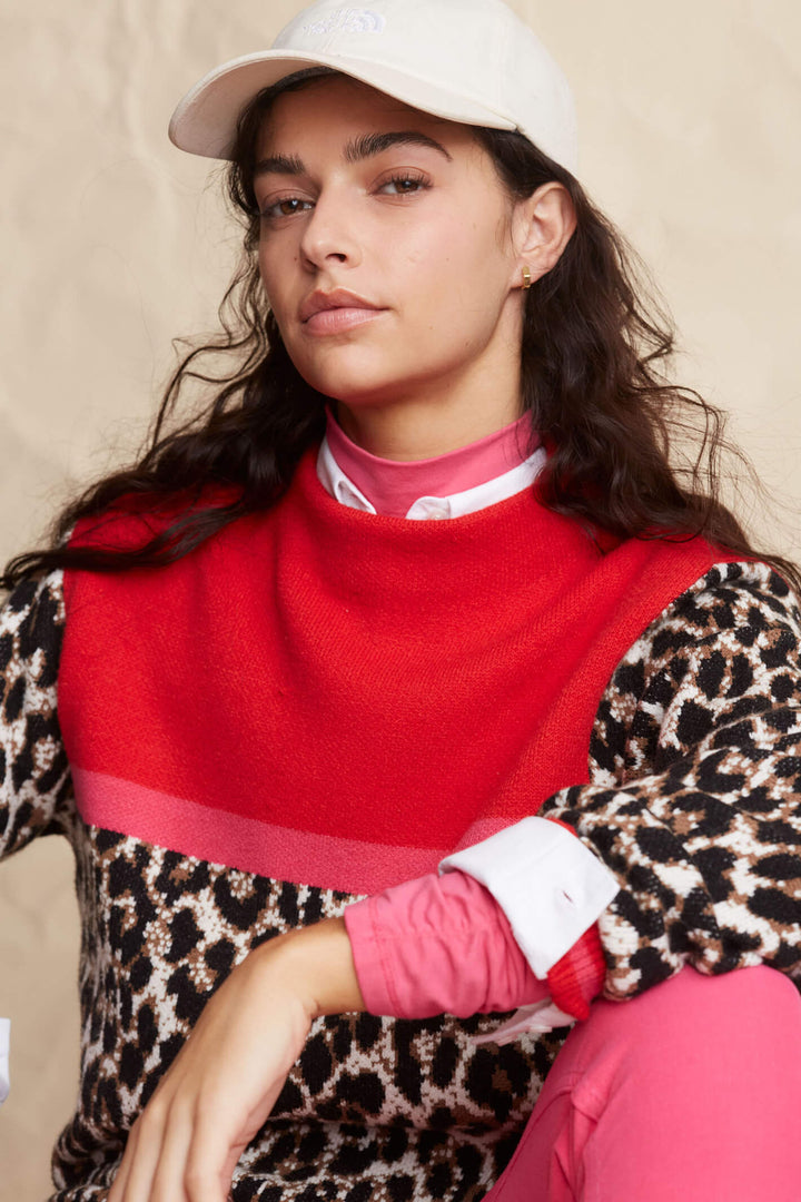 Oui 79599 Camel Red Animal Print Jumper - Olivia Grace Fashion