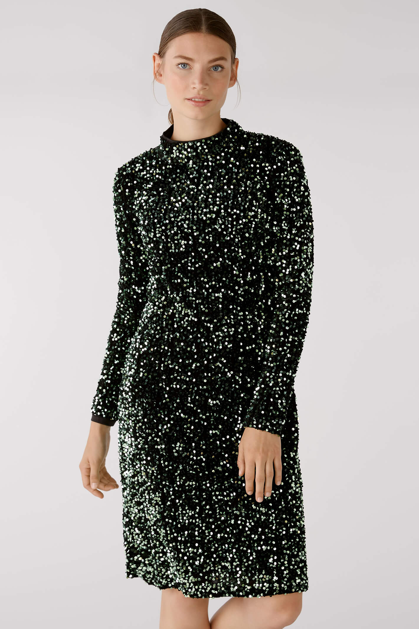 Oui 80074 Dark Green Sequin Dress – Olivia Grace Fashion