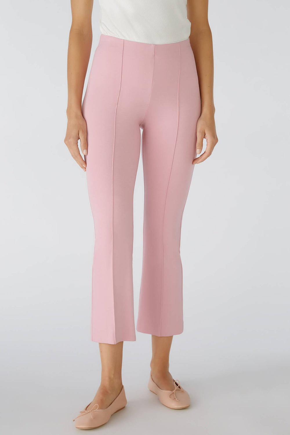 Oui 85724 Rose Pink Pull-On Cropped Trousers - Olivia Grace Fashion