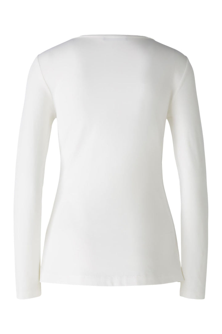 Oui 85879 Cloud Dancer Off-White Long Sleeved Round Neck Top - Olivia Grace Fashion