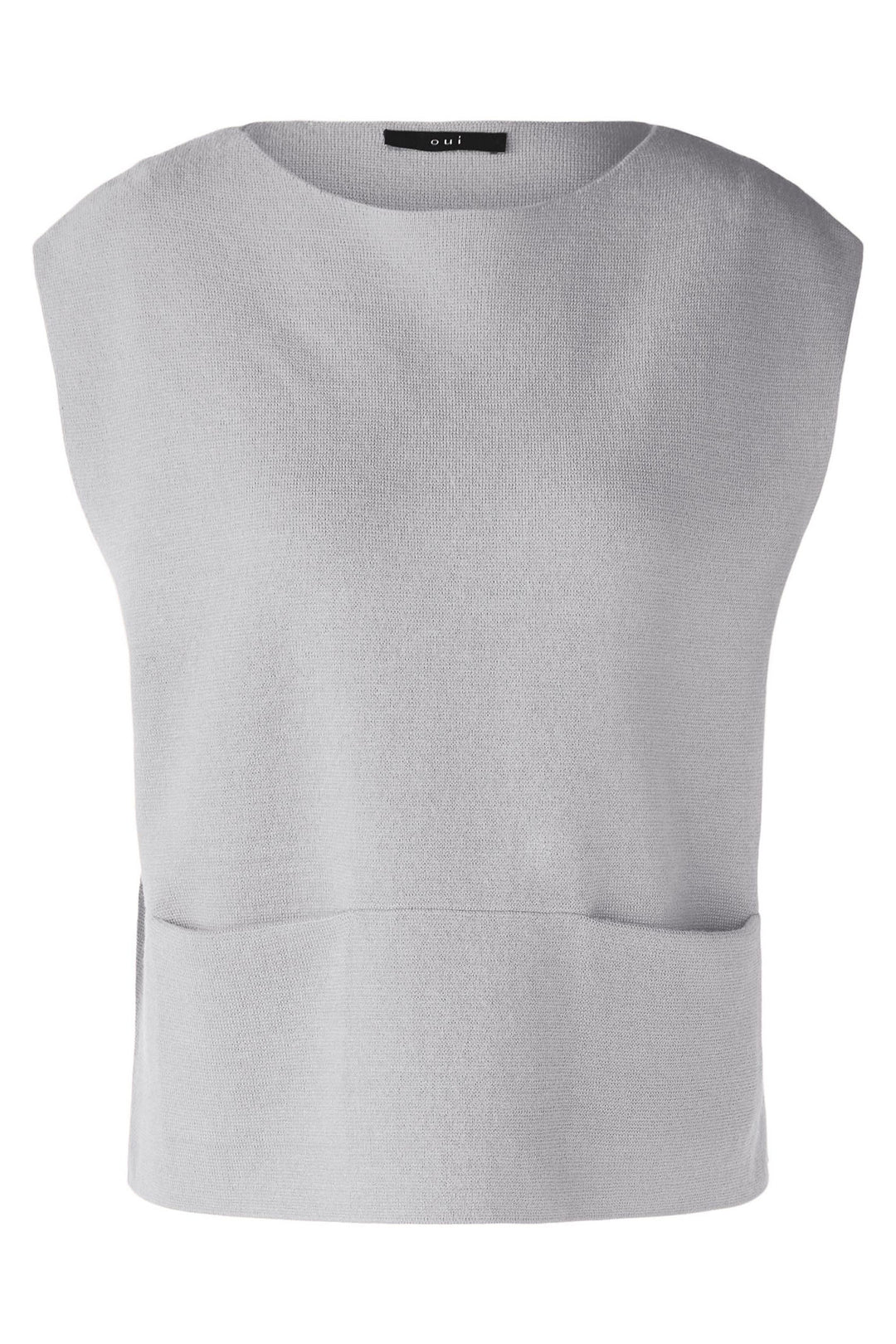 Oui 85978 Light Grey Sleeveless Knit Jumper With Pockets - Olivia Grace Fashion