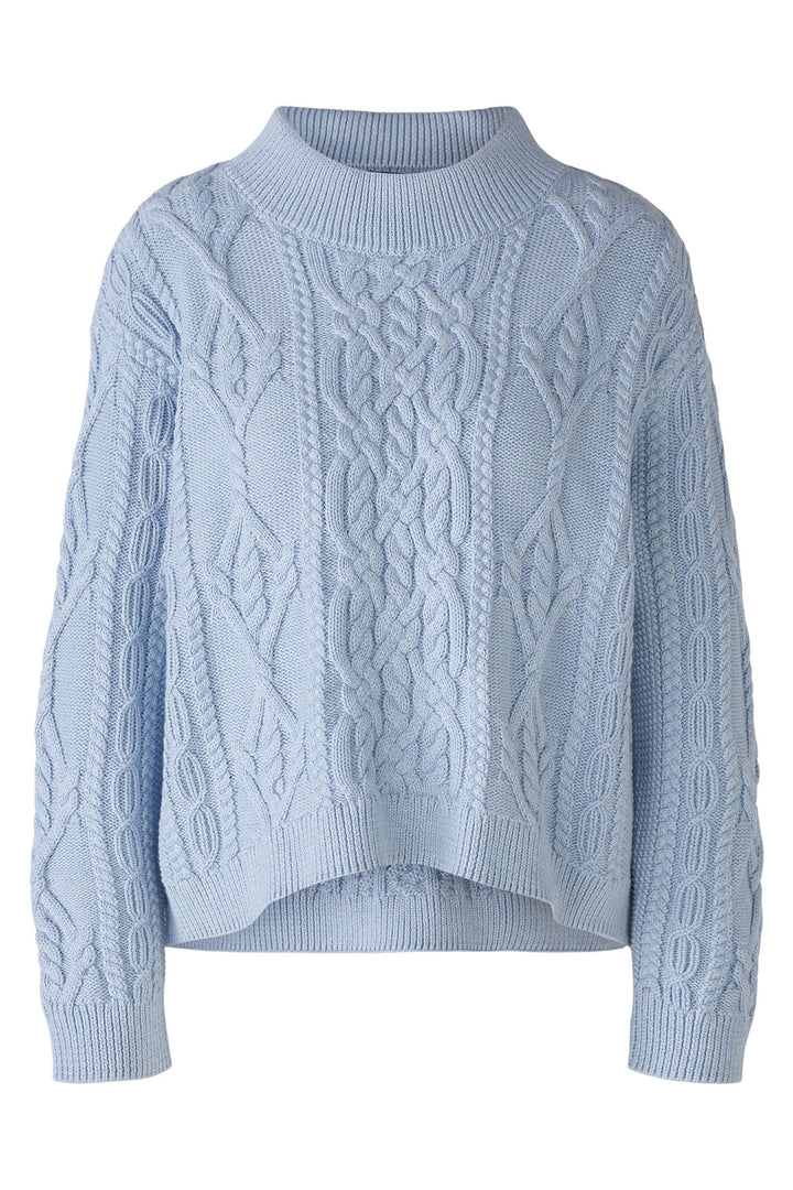 Oui 86040 Light Blue Cable Knit Jumper - Olivia Grace Fashion