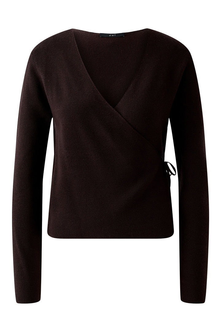 Dark brown long-sleeve top on a white background