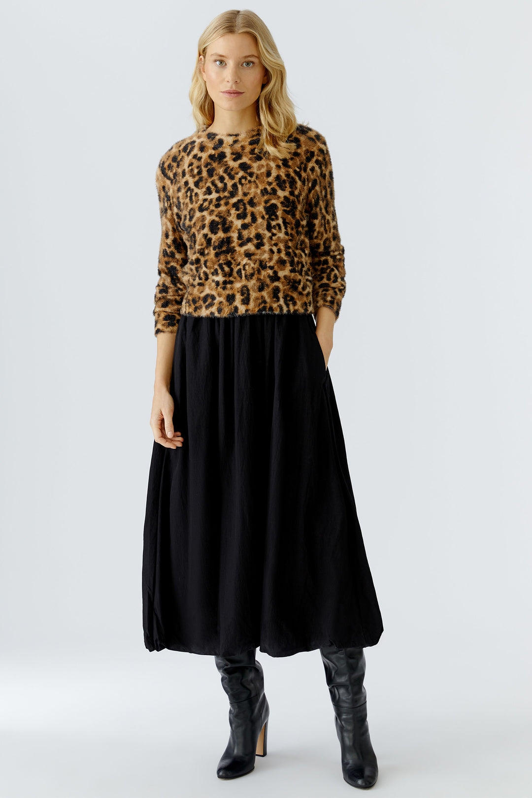 Oui 86112 Camel Brown Animal Print Jumper