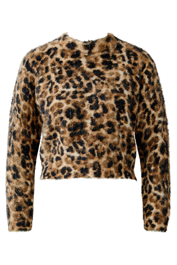 Oui 86112 Camel Brown Animal Print Jumper