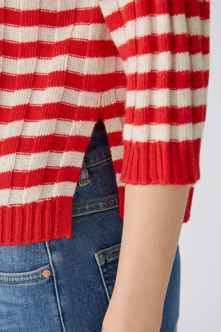 Oui 86632 Red Stone Stripe Chilli Jumper - Olivia Grace Fashion