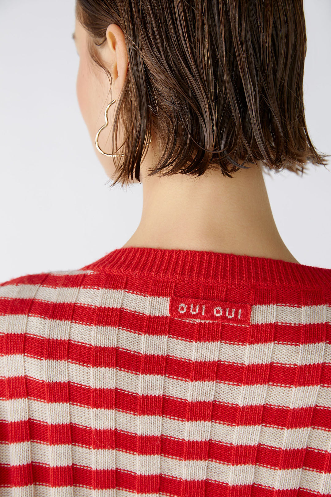 Oui 86632 Red Stone Stripe Chilli Jumper - Olivia Grace Fashion