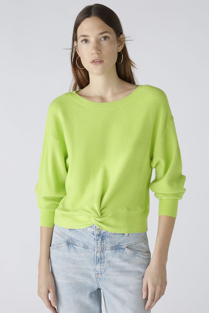 Oui 86645 Tender Shoots Green Knot Front Jumper - Olivia Grace Fashion