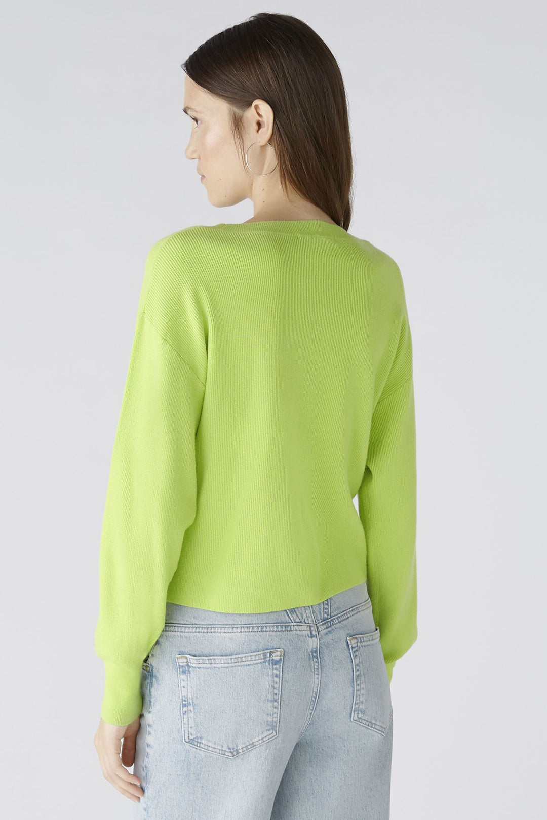 Oui 86645 Tender Shoots Green Knot Front Jumper - Olivia Grace Fashion