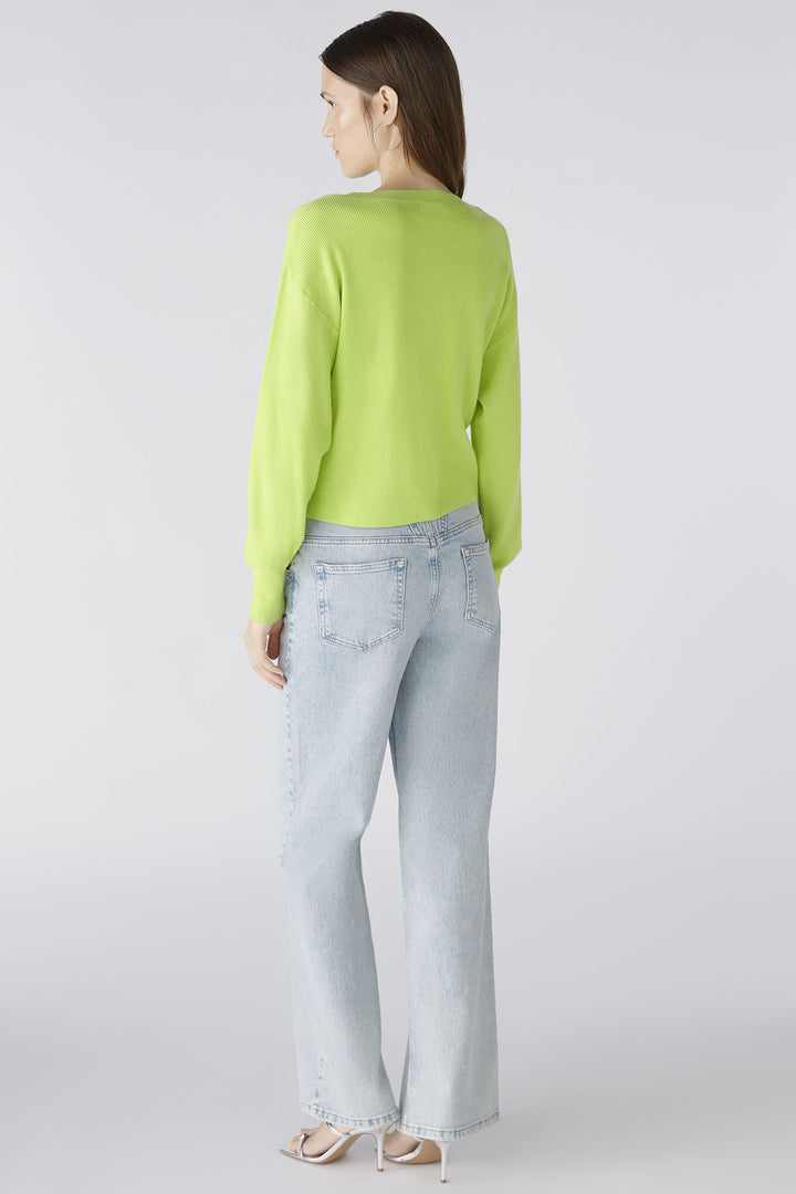 Oui 86645 Tender Shoots Green Knot Front Jumper - Olivia Grace Fashion