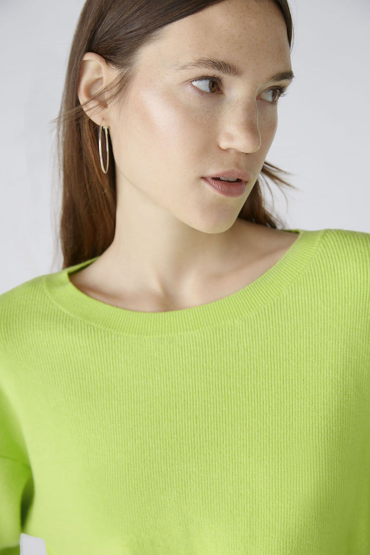 Oui 86645 Tender Shoots Green Knot Front Jumper - Olivia Grace Fashion