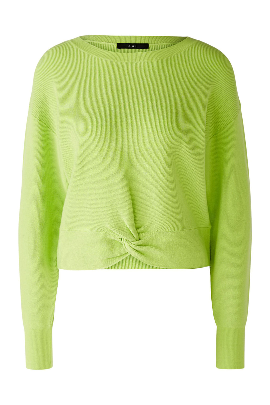 Oui 86645 Tender Shoots Green Knot Front Jumper - Olivia Grace Fashion