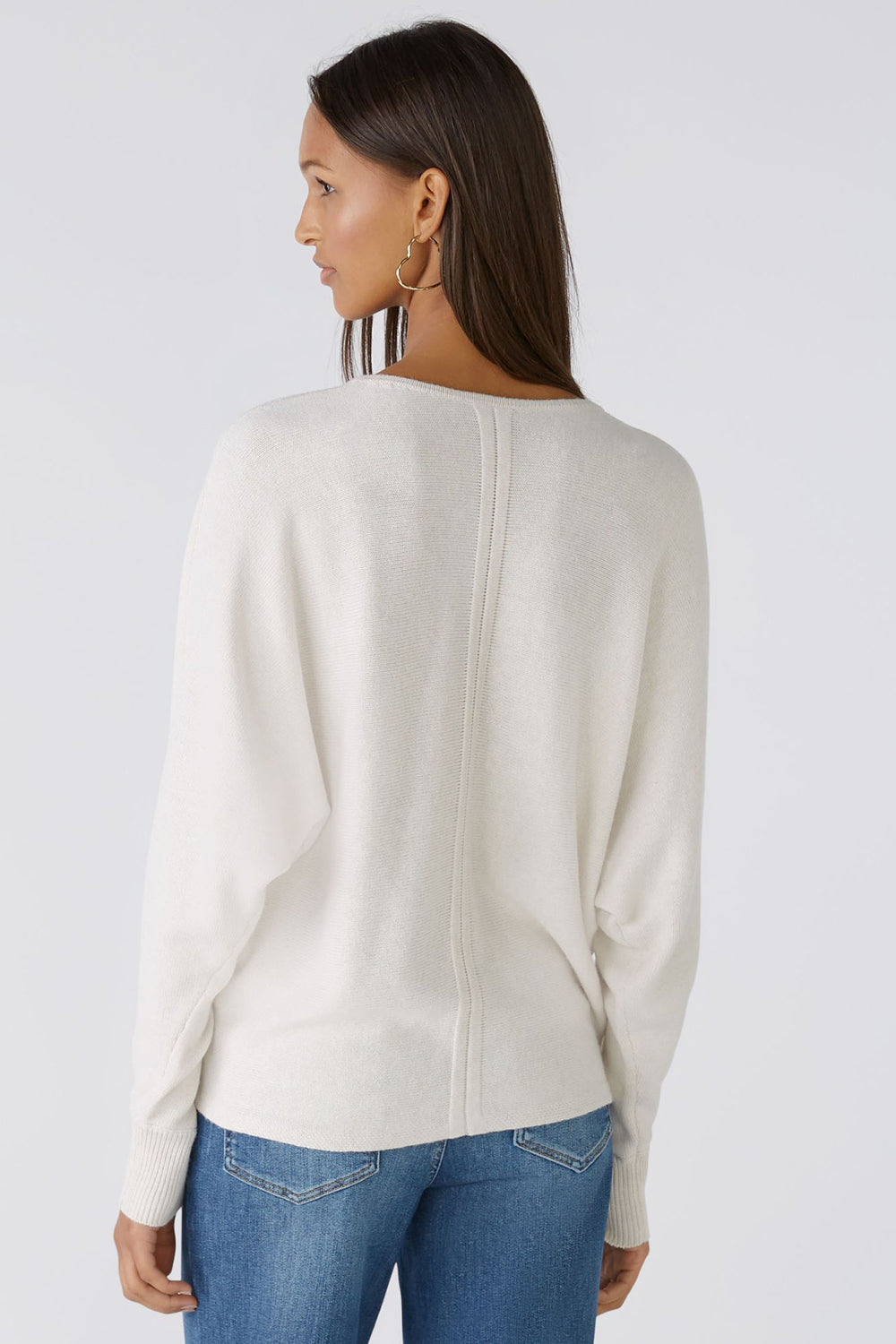 Oui 86648 Offwhite Gathered Front V-Neck Jumper - Olivia Grace Fashion