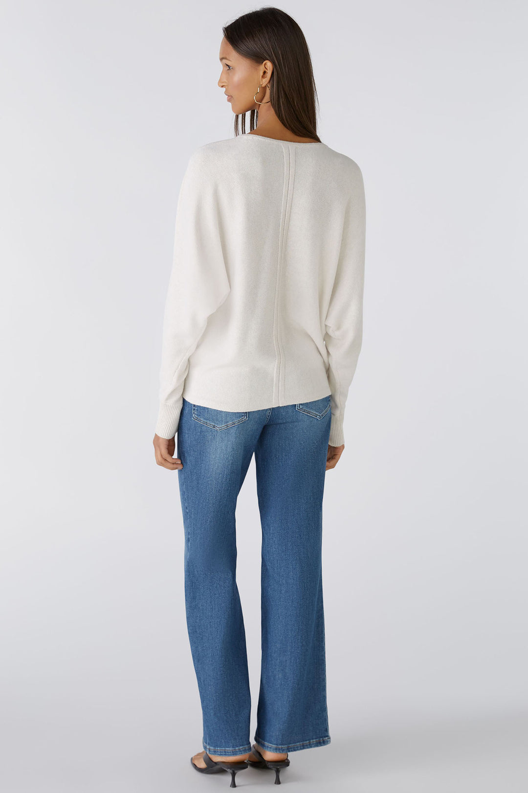 Oui 86648 Offwhite Gathered Front V-Neck Jumper - Olivia Grace Fashion