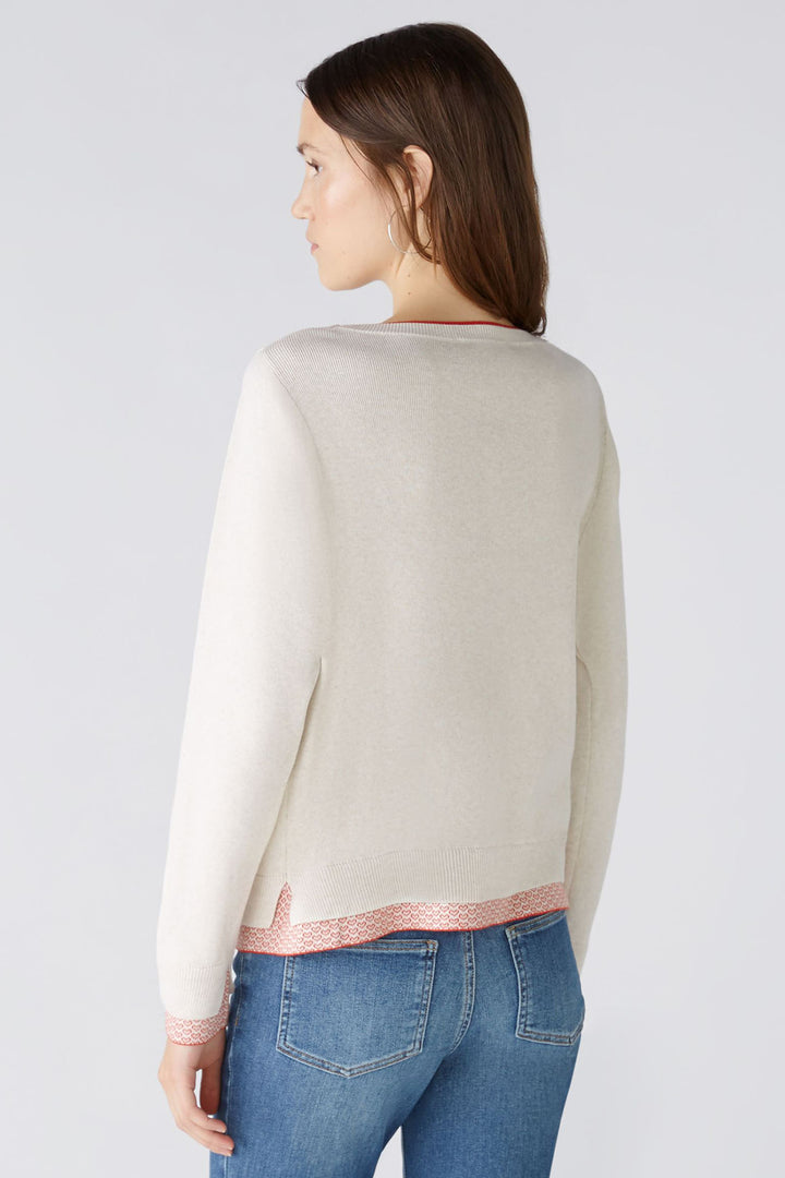 Oui 86667 White Red Wide Neck Jumper - Olivia Grace Fashion