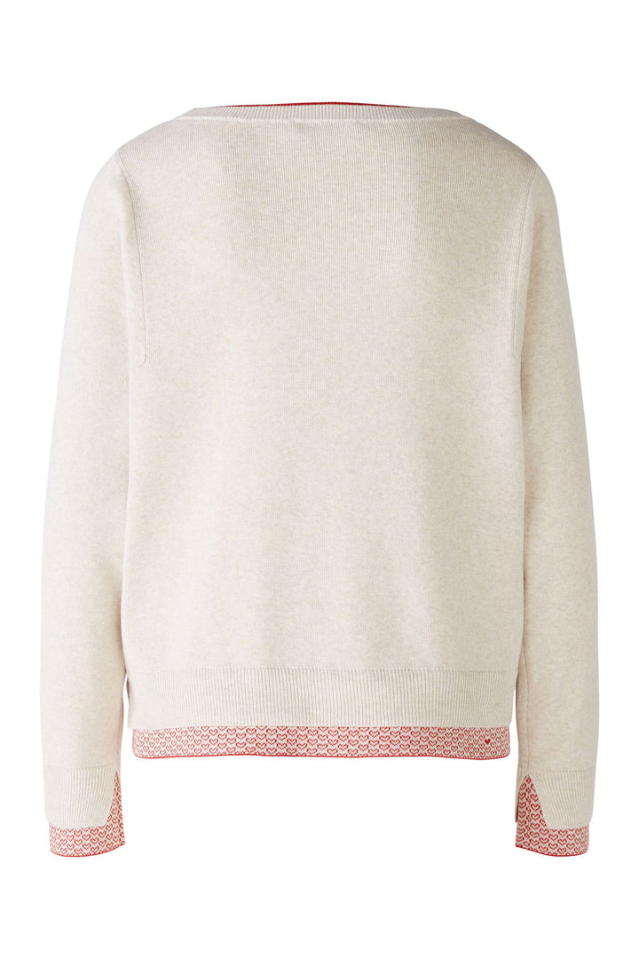 Oui 86667 White Red Wide Neck Jumper - Olivia Grace Fashion